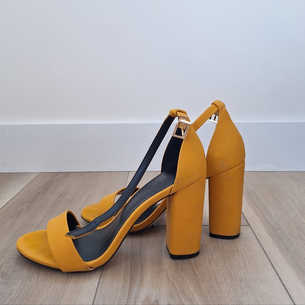 🌼 Call It Spring Mustard Yellow Block Heel Sandals